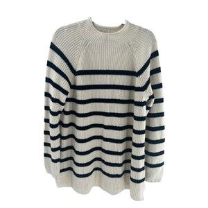 Women's Talbots Cotton Shaker Stitch Roll Neck Striped Sweater Size XL